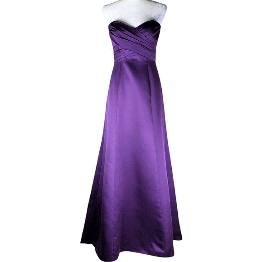 Alfred Angelo Purple High-Low Strapless Formal Gown